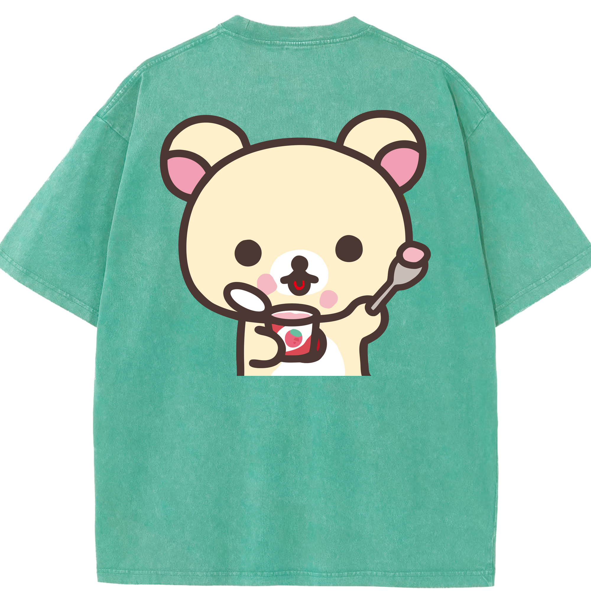 （画像用） リラックマ リラックマ キイロイトリ Rilakkuma Korilakkuma Kiiroitori 綿100% ヴィンテージ風 半袖Tシャツ（背面プリント）